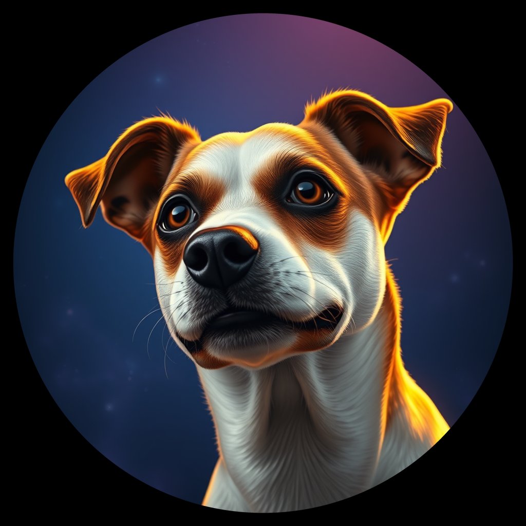 Cosmic medallion portrait of PFZ16B08_PFZ16B08, a Jack Russell Terrier