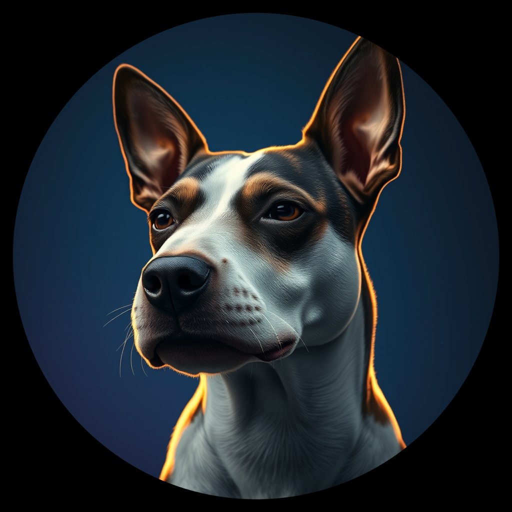 Cosmic medallion portrait of PFZ16B09_PFZ16B09, a Bull Terrier