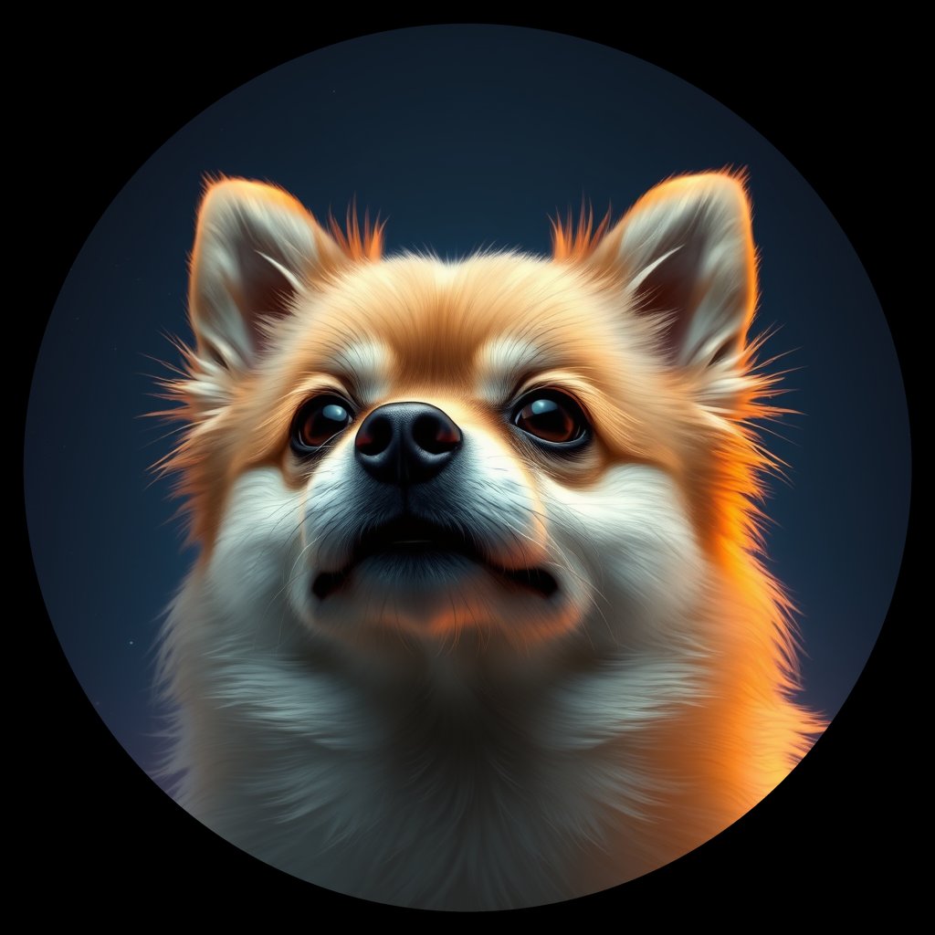 Cosmic medallion portrait of PFZ16B11_PFZ16B11, a Pomeranian