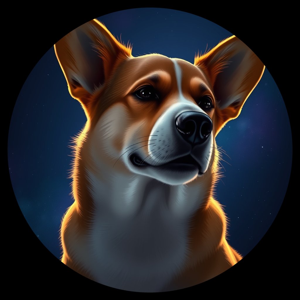 Cosmic medallion portrait of PFZ16C02_PFZ16C02, a Pembroke Welsh Corgi