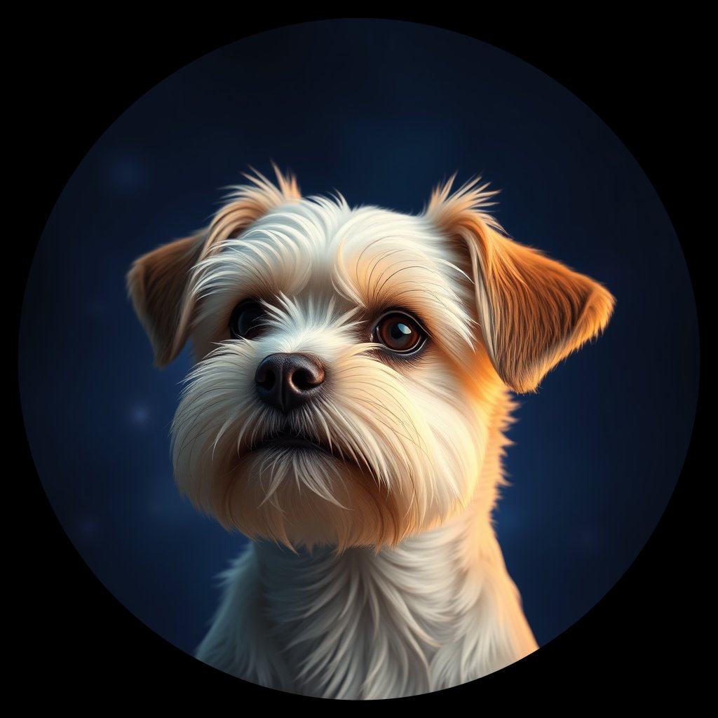 Cosmic medallion portrait of PFZ16C04_PFZ16C04, a Havanese
