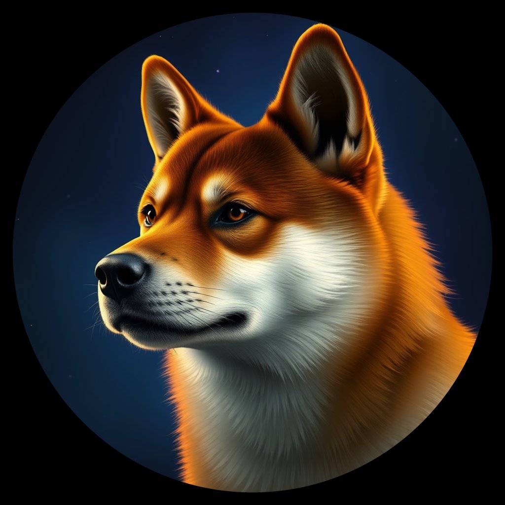 Cosmic medallion portrait of PFZ16C08_PFZ16C08, a Shiba Inu