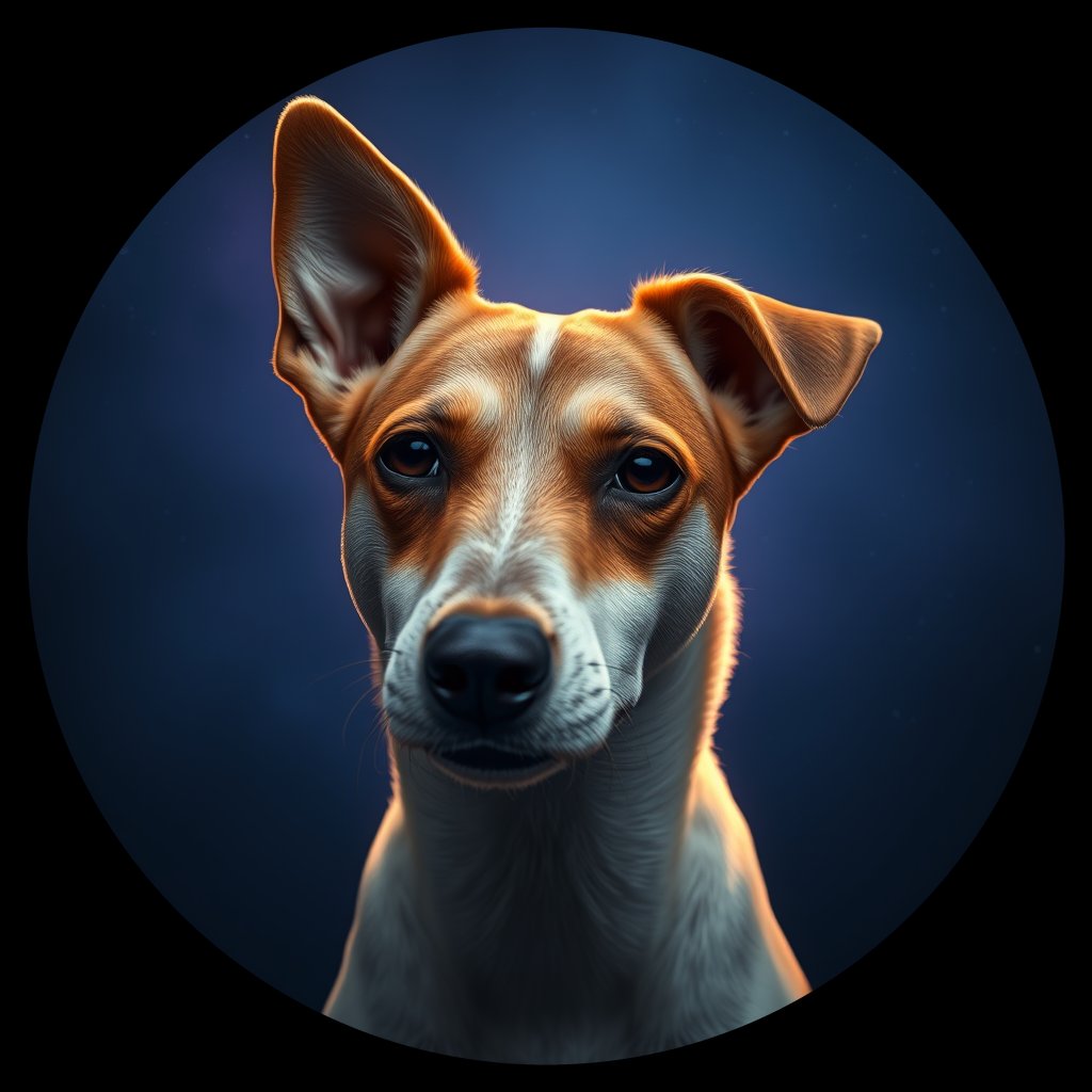 Cosmic medallion portrait of PFZ16C10_PFZ16C10, a Jack Russell Terrier