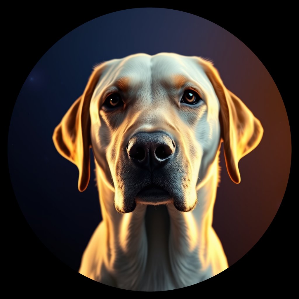 Cosmic medallion portrait of PFZ16C11_PFZ16C11, a Labrador Retriever