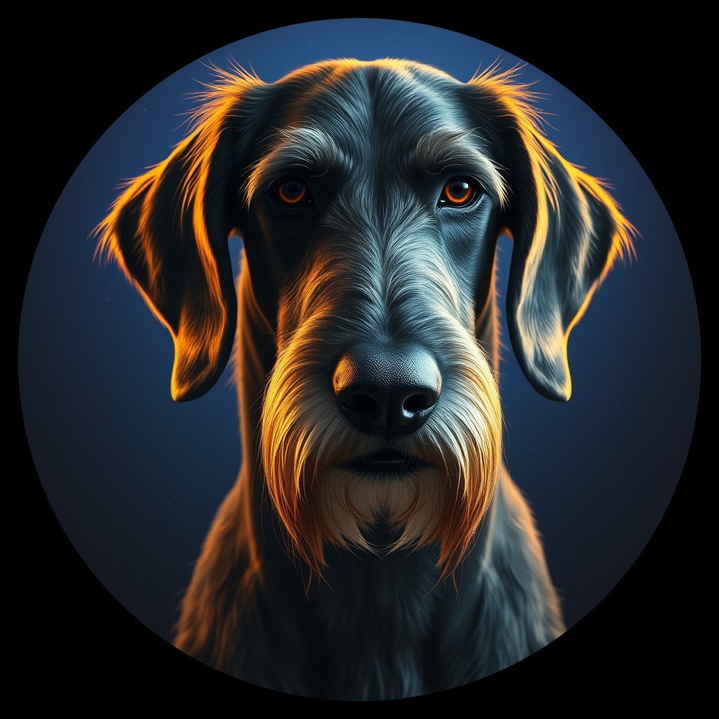 Cosmic medallion portrait of PFZ16D01_PFZ16D01, a Afghan Hound