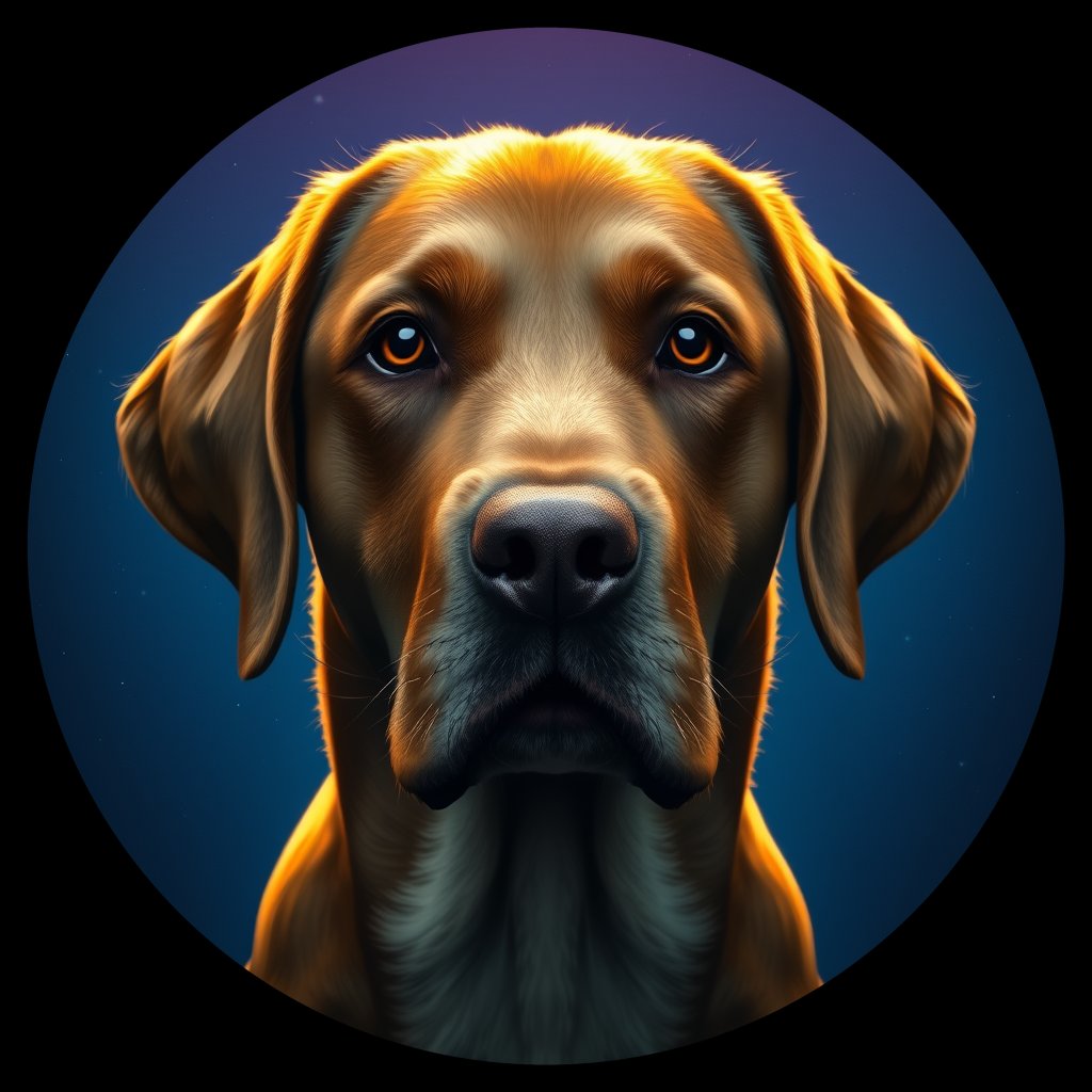 Cosmic medallion portrait of PFZ16D02_PFZ16D02, a Labrador Retriever