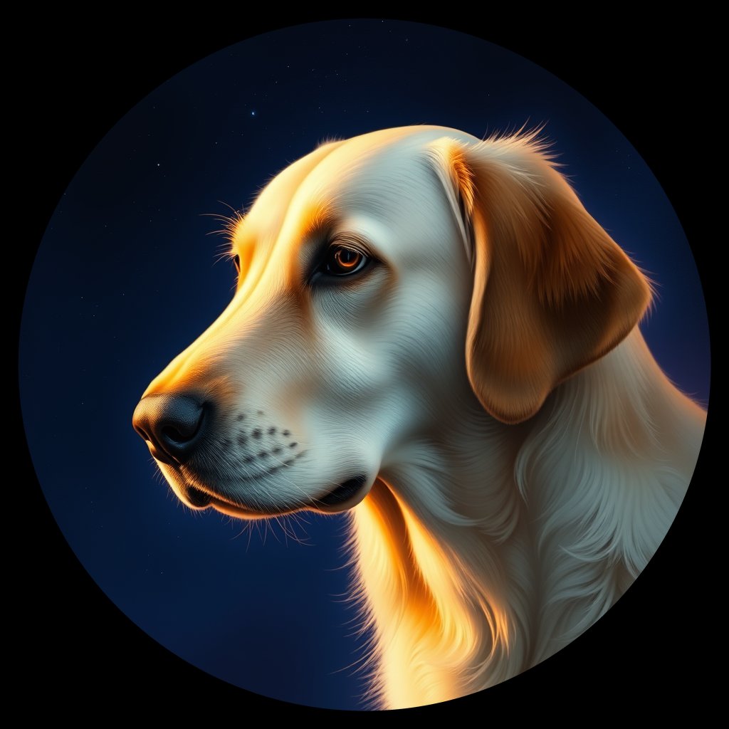 Cosmic medallion portrait of PFZ16D03_PFZ16D03, a Golden Retriever