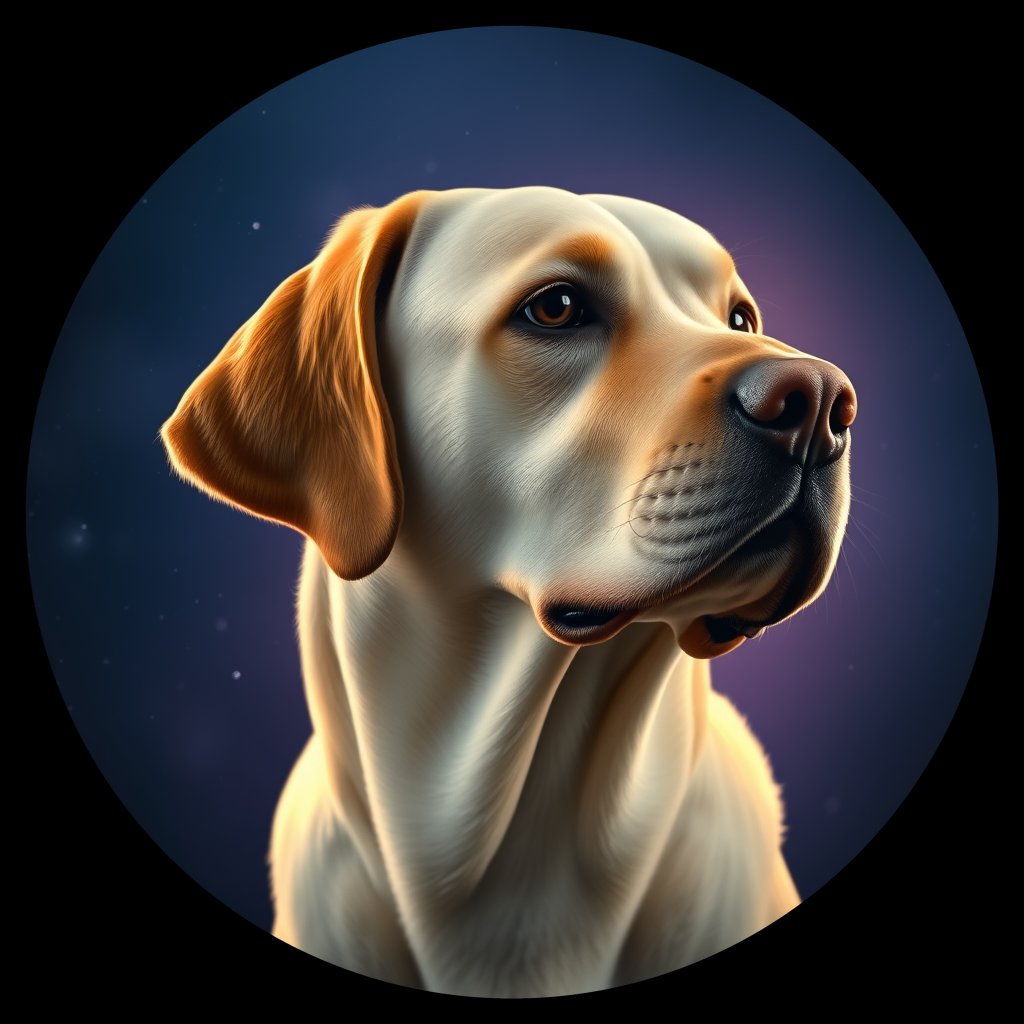 Cosmic medallion portrait of PFZ16D04_PFZ16D04, a Labrador Retriever