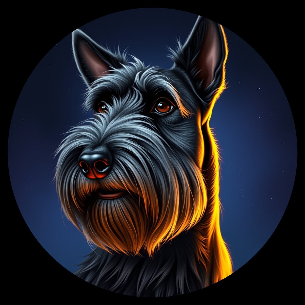 Cosmic medallion portrait of PFZ16D08_PFZ16D08, a Kerry Blue Terrier