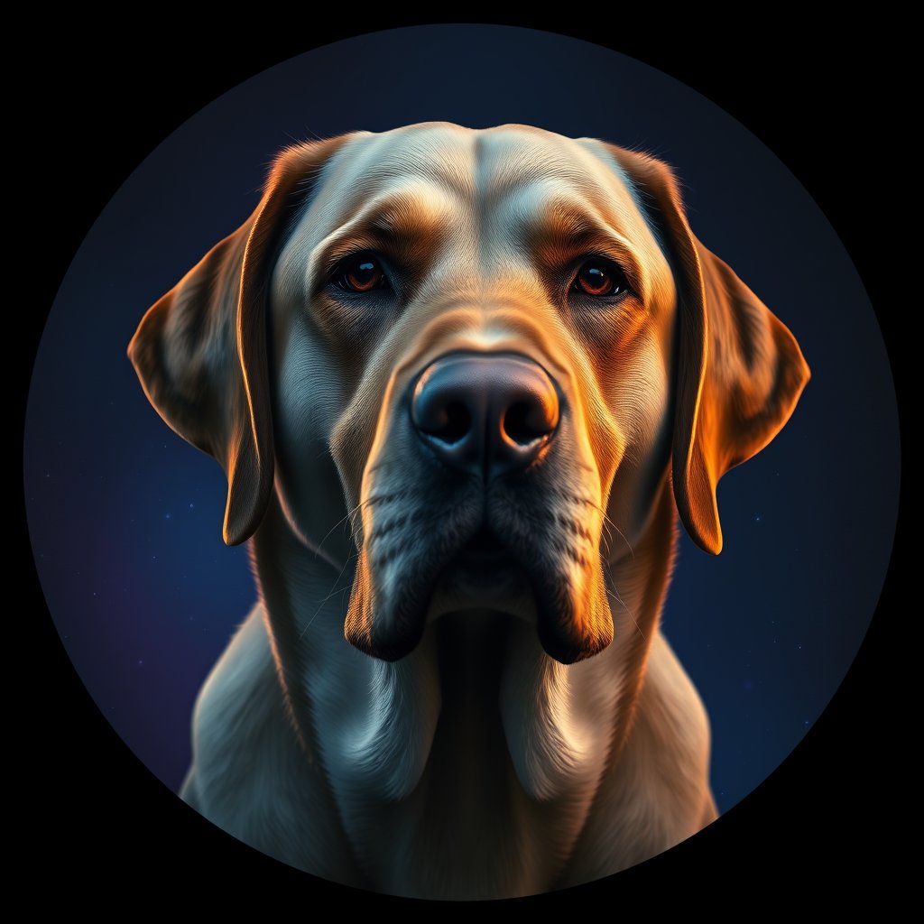 Cosmic medallion portrait of PFZ16D10_PFZ16D10, a Labrador Retriever