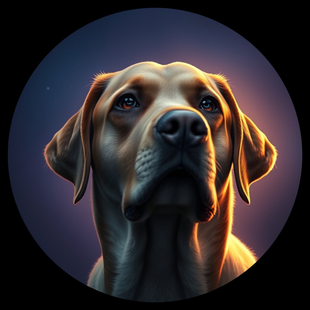 Cosmic medallion portrait of PFZ16D11_PFZ16D11, a Labrador Retriever
