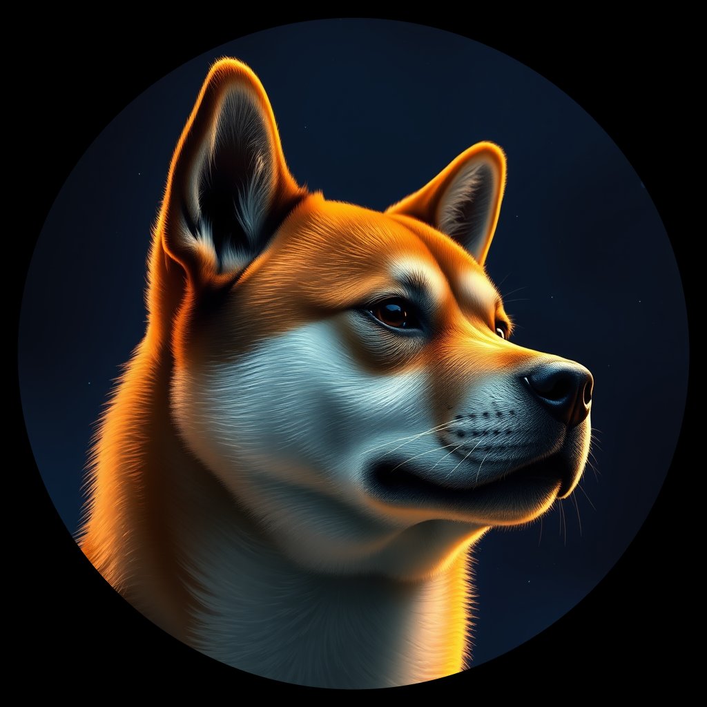 Cosmic medallion portrait of PFZ16D12_PFZ16D12, a Shiba Inu