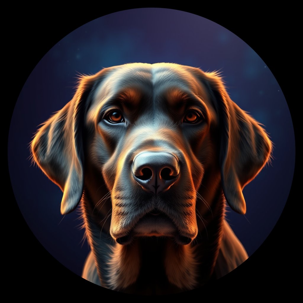 Cosmic medallion portrait of PFZ16E02_PFZ16E02, a Labrador Retriever