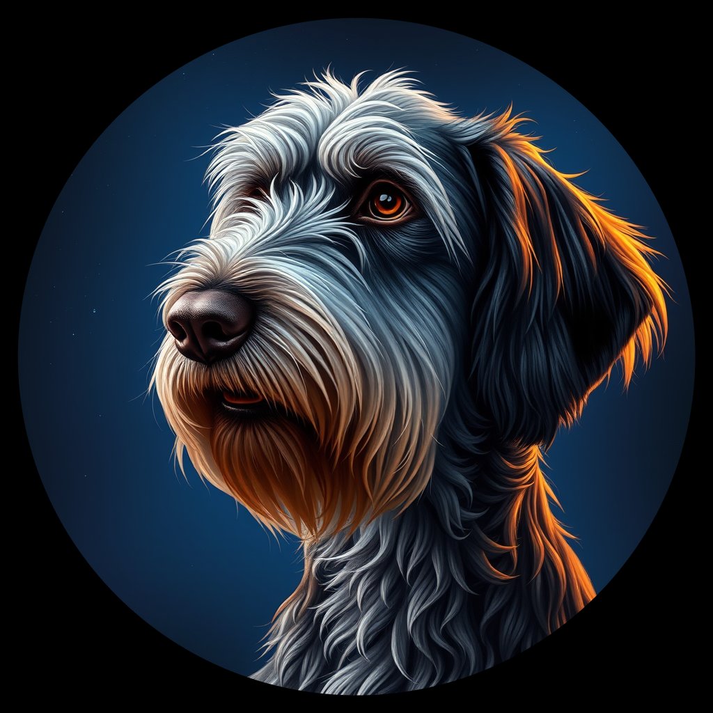 Cosmic medallion portrait of PFZ16E03_PFZ16E03, a Spinone Italiano