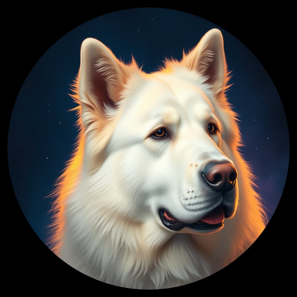 Cosmic medallion portrait of PFZ16E06_PFZ16E06, a Great Pyrenees