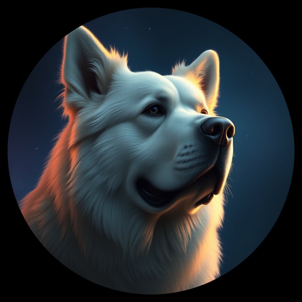 Cosmic medallion portrait of PFZ16E07_PFZ16E07, a Great Pyrenees
