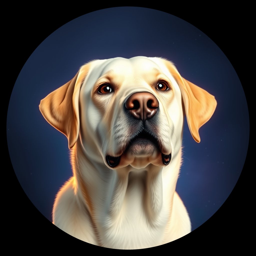 Cosmic medallion portrait of PFZ16E10_PFZ16E10, a Labrador Retriever