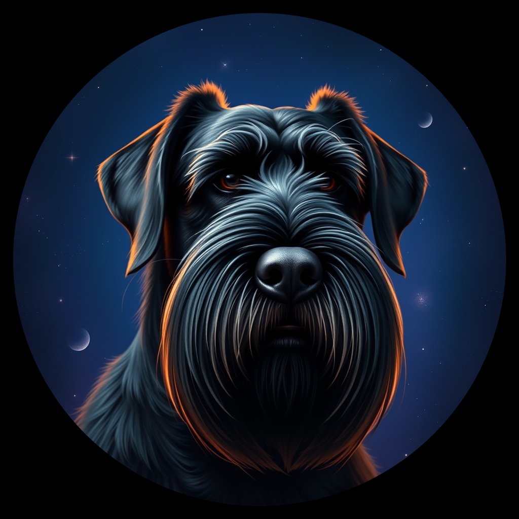 Cosmic medallion portrait of PFZ16E11_PFZ16E11, a Giant Schnauzer