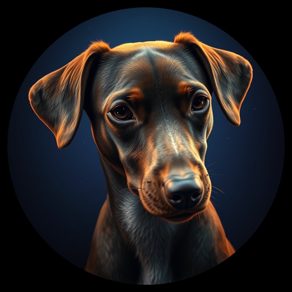Cosmic medallion portrait of PFZ16F02_PFZ16F02, a Village Dog Liberia Monrovia