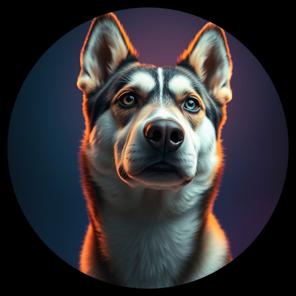 Cosmic medallion portrait of PFZ16F06_PFZ16F06, a Siberian Husky