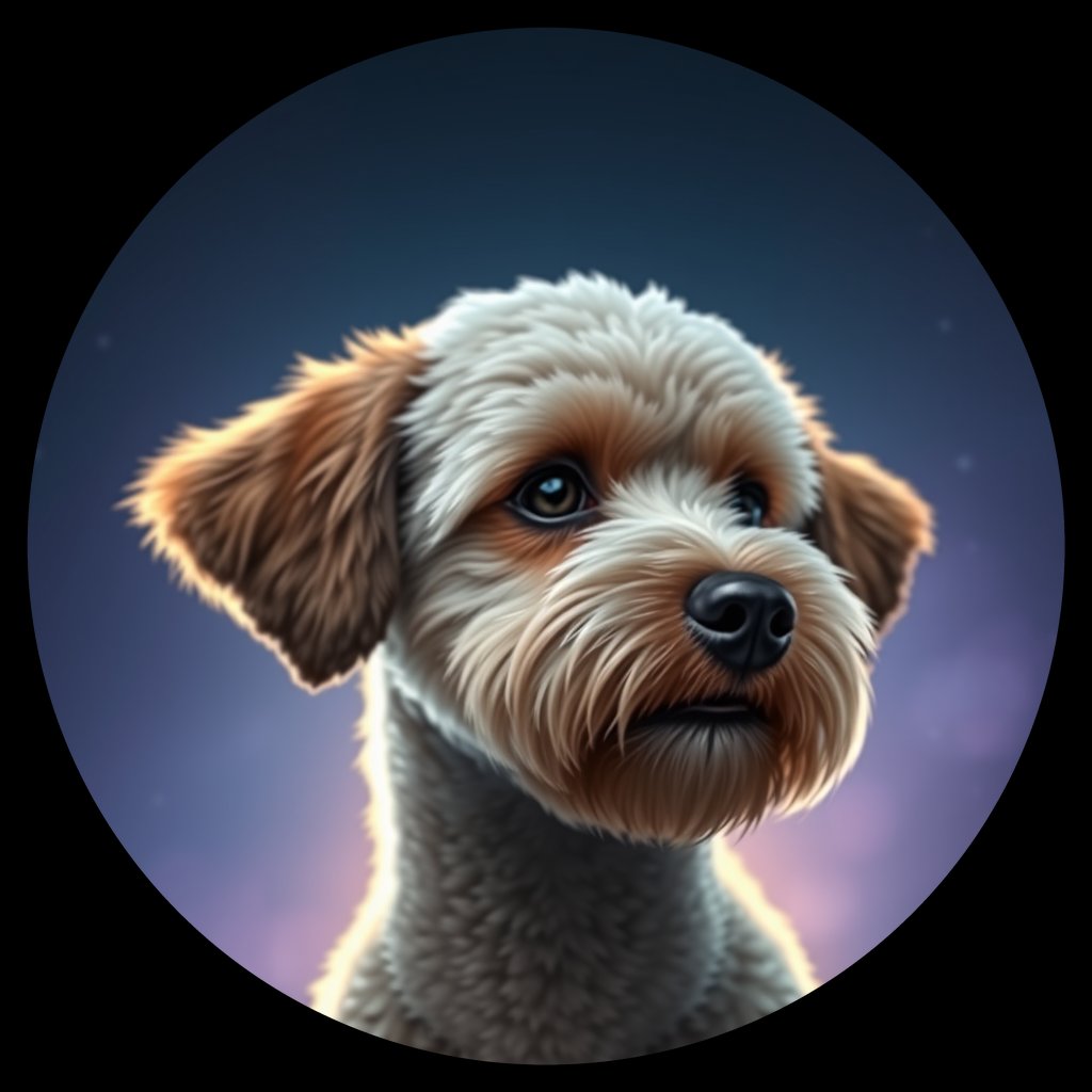 Cosmic medallion portrait of PFZ16F07_PFZ16F07, a Minature Poodle