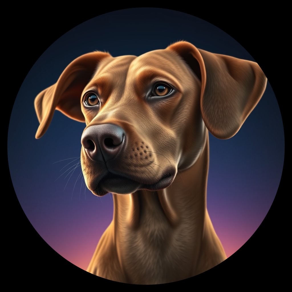 Cosmic medallion portrait of PFZ16F10_PFZ16F10, a Vizsla