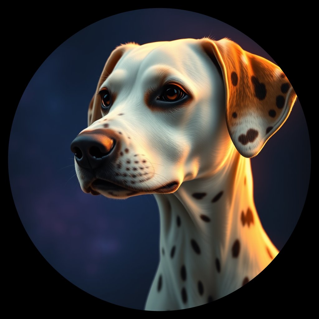 Cosmic medallion portrait of PFZ16F11_PFZ16F11, a Dalmatian