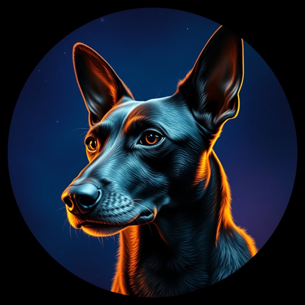 Cosmic medallion portrait of PFZ16G02_PFZ16G02, a Village Dog Liberia Monrovia