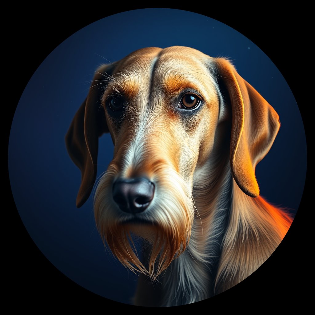 Cosmic medallion portrait of PFZ16G05_PFZ16G05, a Afghan Hound