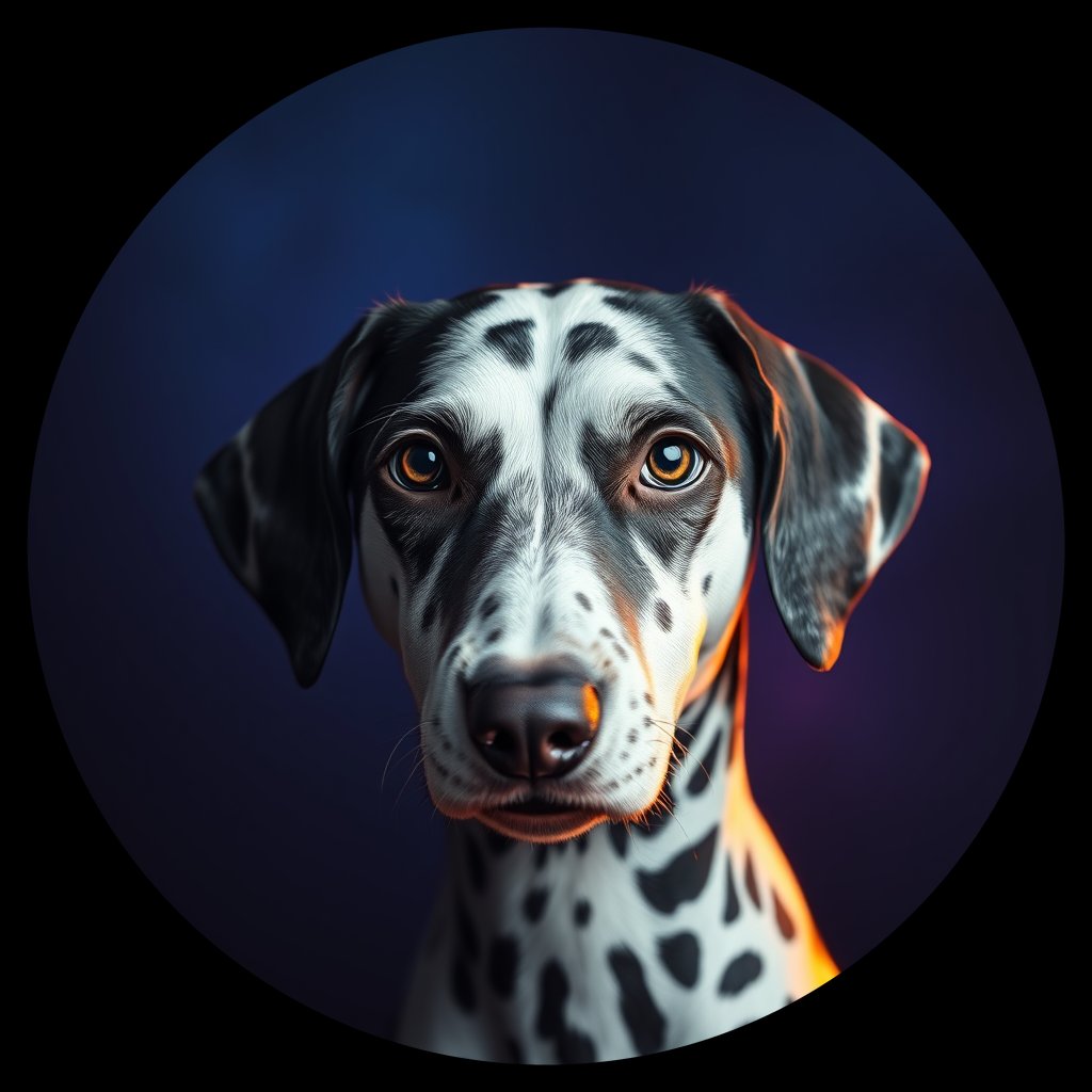 Cosmic medallion portrait of PFZ16G06_PFZ16G06, a Dalmatian