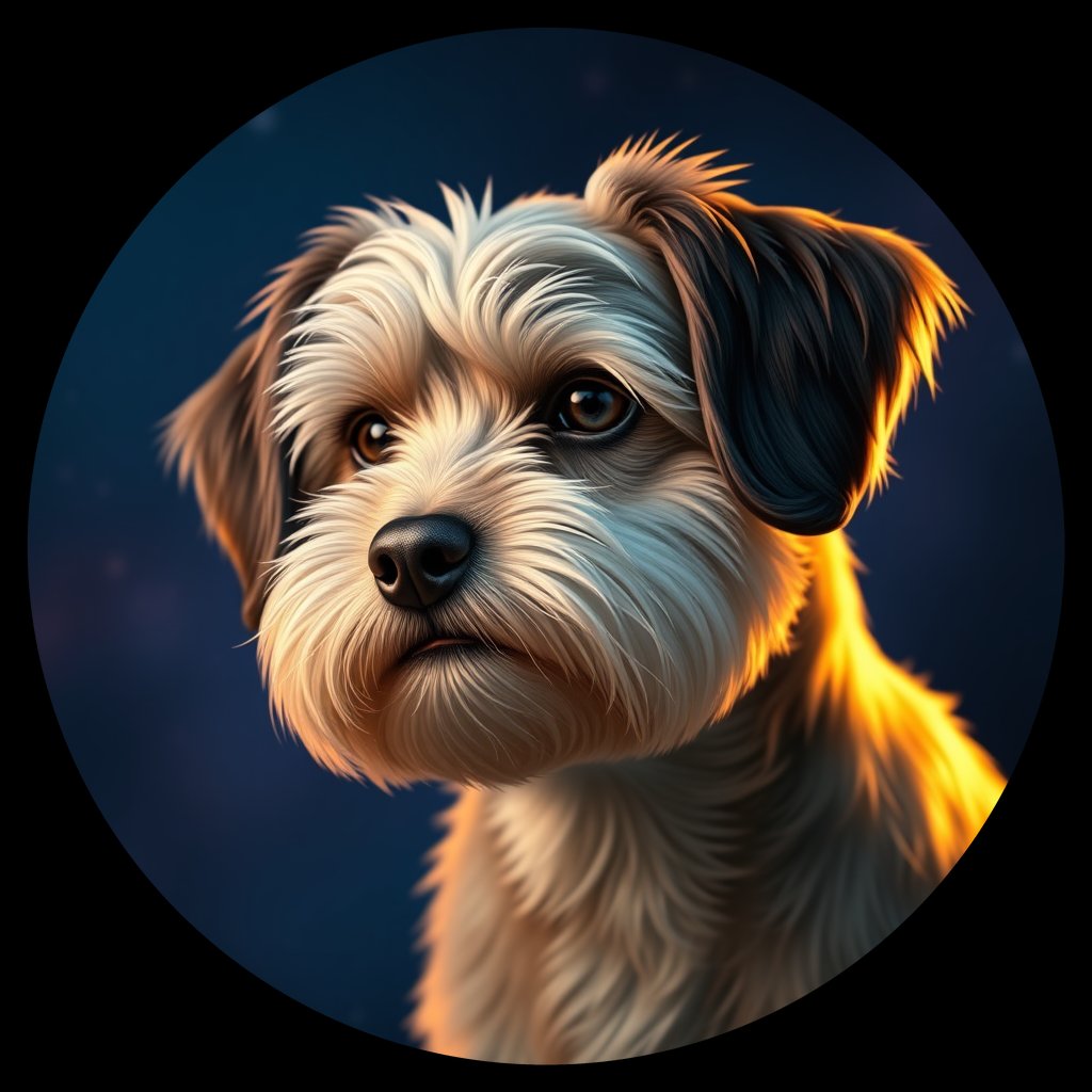 Cosmic medallion portrait of PFZ16G07_PFZ16G07, a Havanese