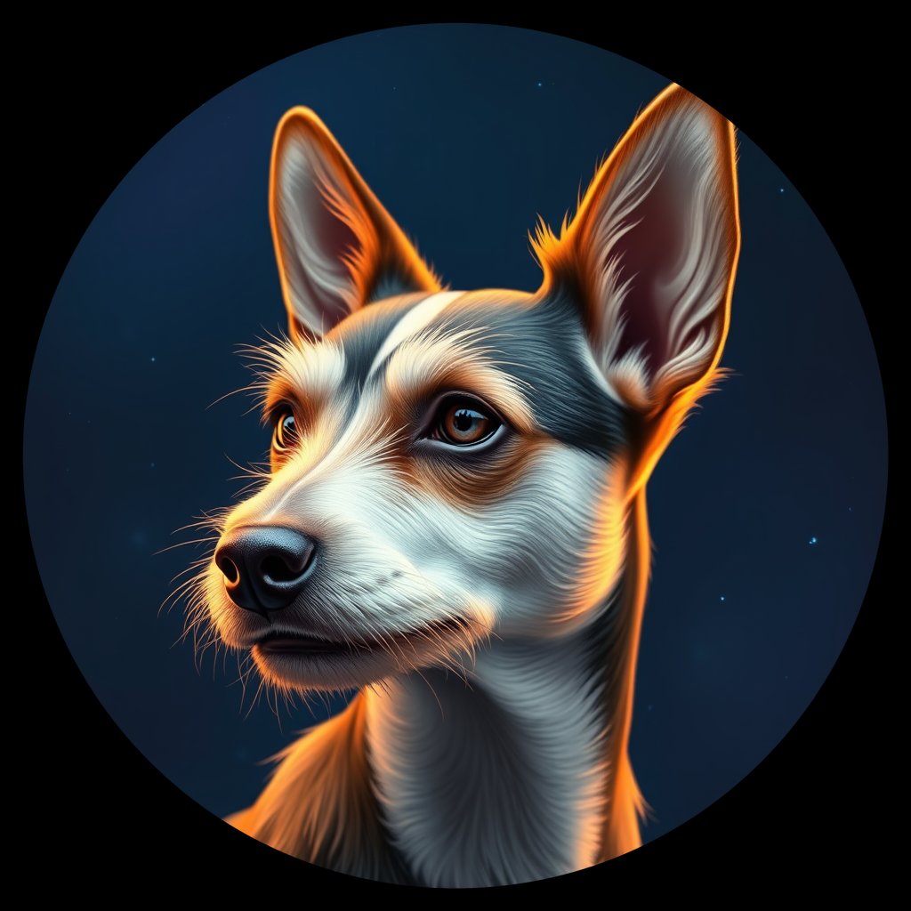 Cosmic medallion portrait of PFZ16G08_PFZ16G08, a Toy Fox Terrier