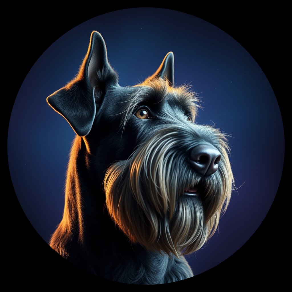 Cosmic medallion portrait of PFZ16G09_PFZ16G09, a Giant Schnauzer