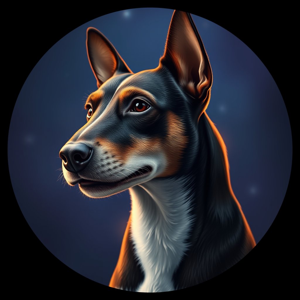 Cosmic medallion portrait of PFZ16G11_PFZ16G11, a Bull Terrier