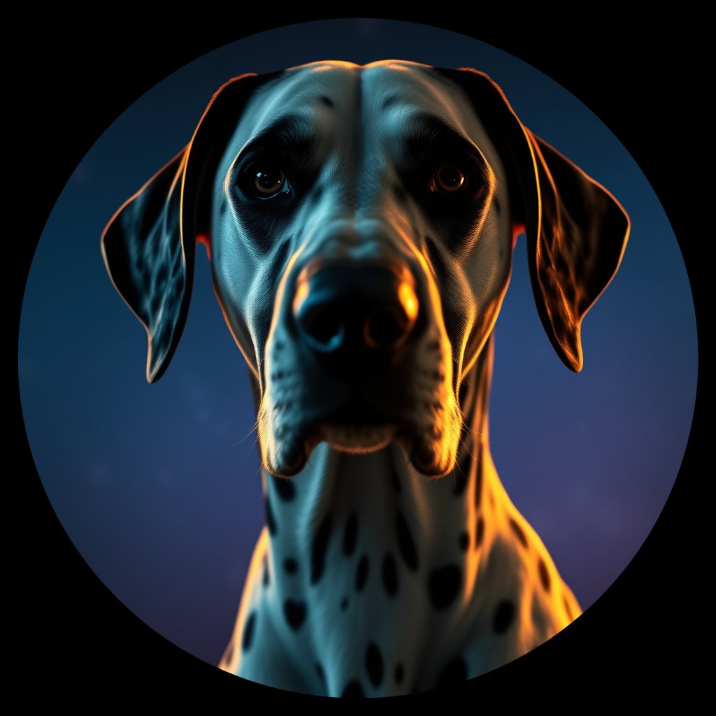 Cosmic medallion portrait of PFZ16G12_PFZ16G12, a Dalmatian