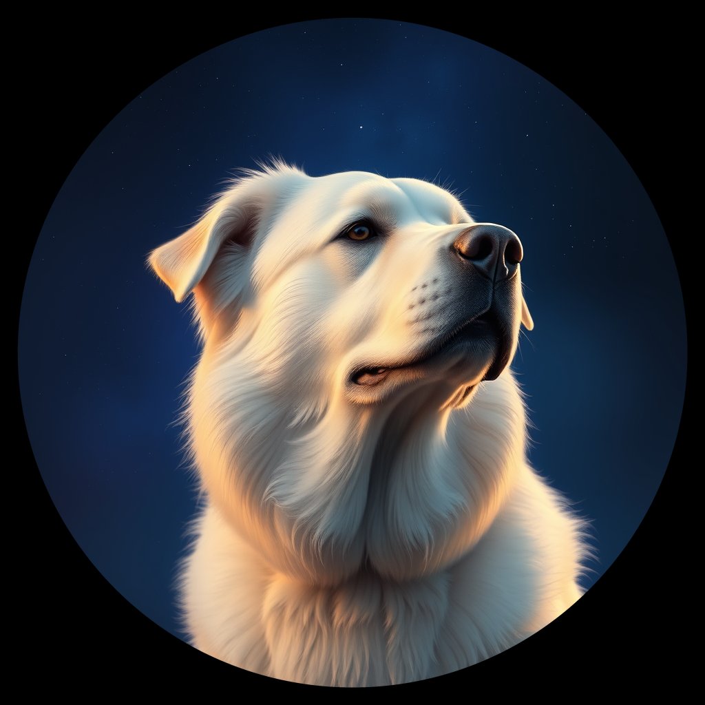 Cosmic medallion portrait of PFZ16H02_PFZ16H02, a Great Pyrenees