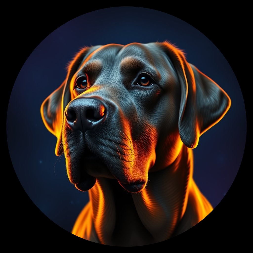 Cosmic medallion portrait of PFZ16H03_PFZ16H03, a Labrador Retriever