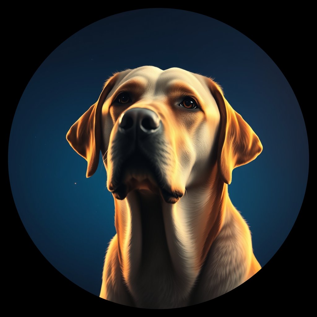 Cosmic medallion portrait of PFZ16H06_PFZ16H06, a Labrador Retriever