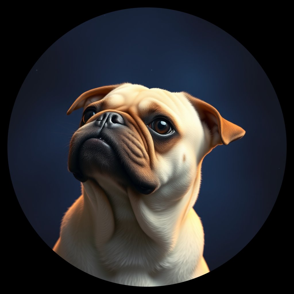 Cosmic medallion portrait of PFZ16H07_PFZ16H07, a Pug