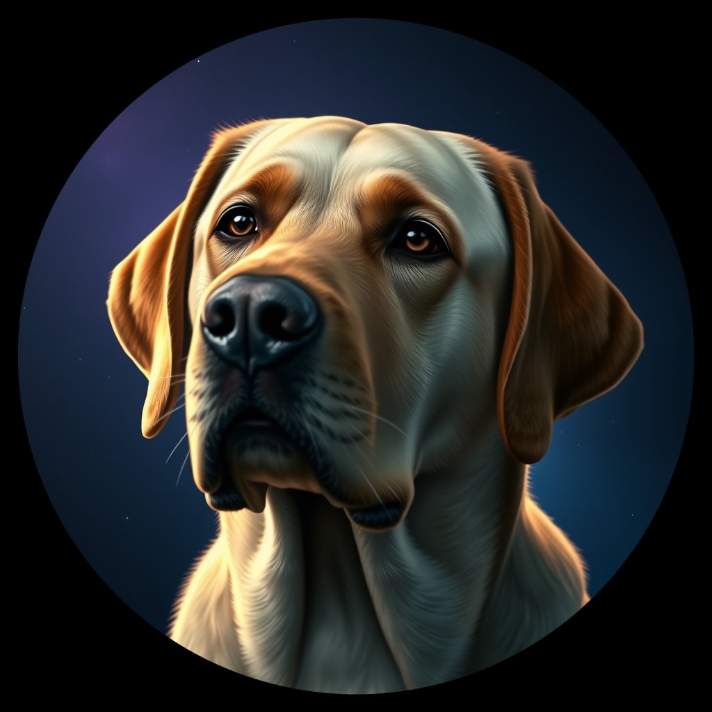 Cosmic medallion portrait of PFZ16H10_PFZ16H10, a Labrador Retriever