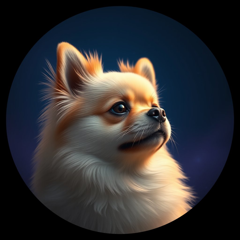 Cosmic medallion portrait of PFZ16H11_PFZ16H11, a Pomeranian