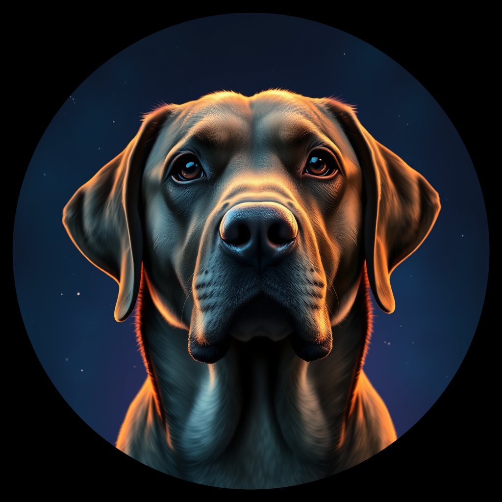 Cosmic medallion portrait of PFZ17A01_PFZ17A01, a Labrador Retriever