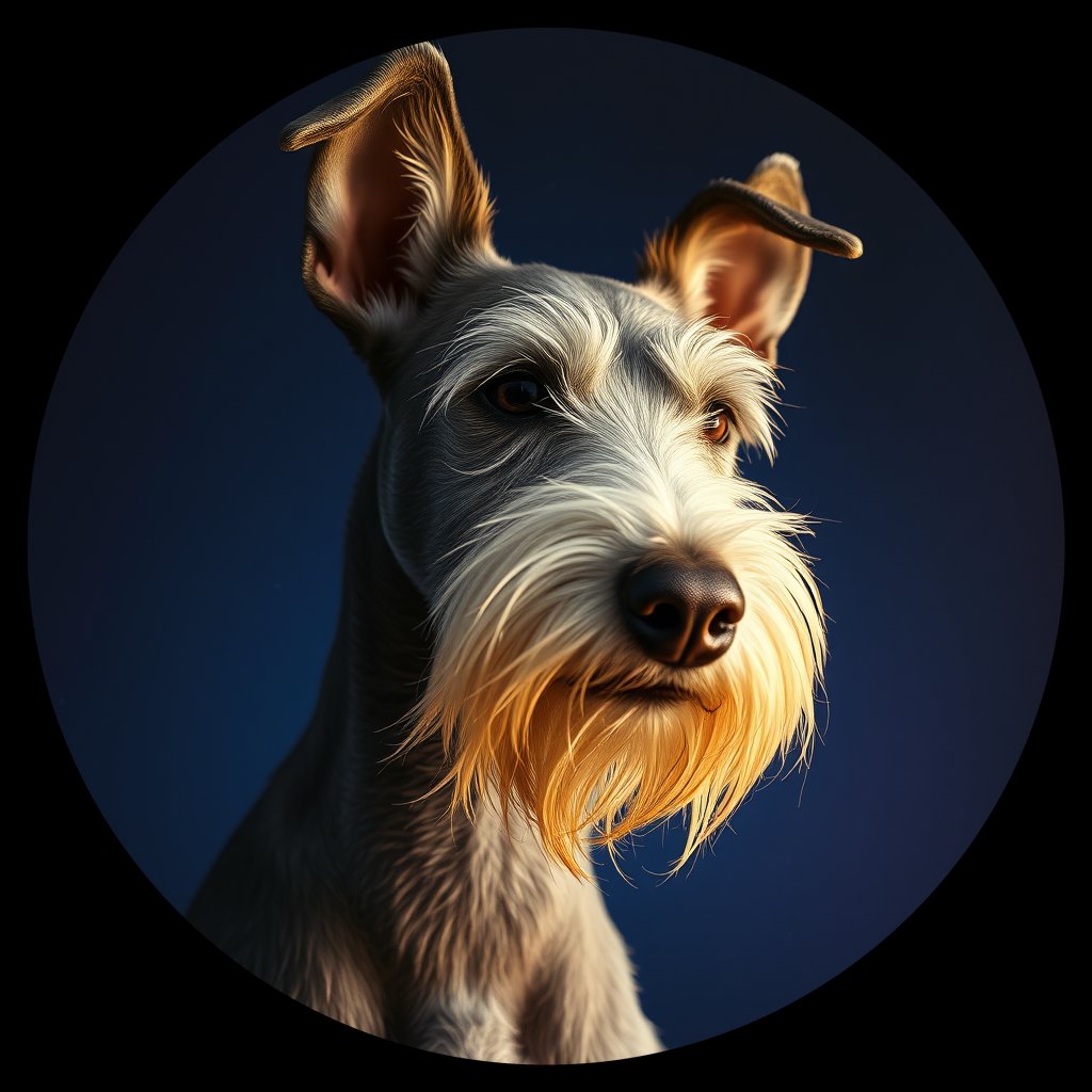 Cosmic medallion portrait of PFZ17A06_PFZ17A06, a Bedlington Terrier