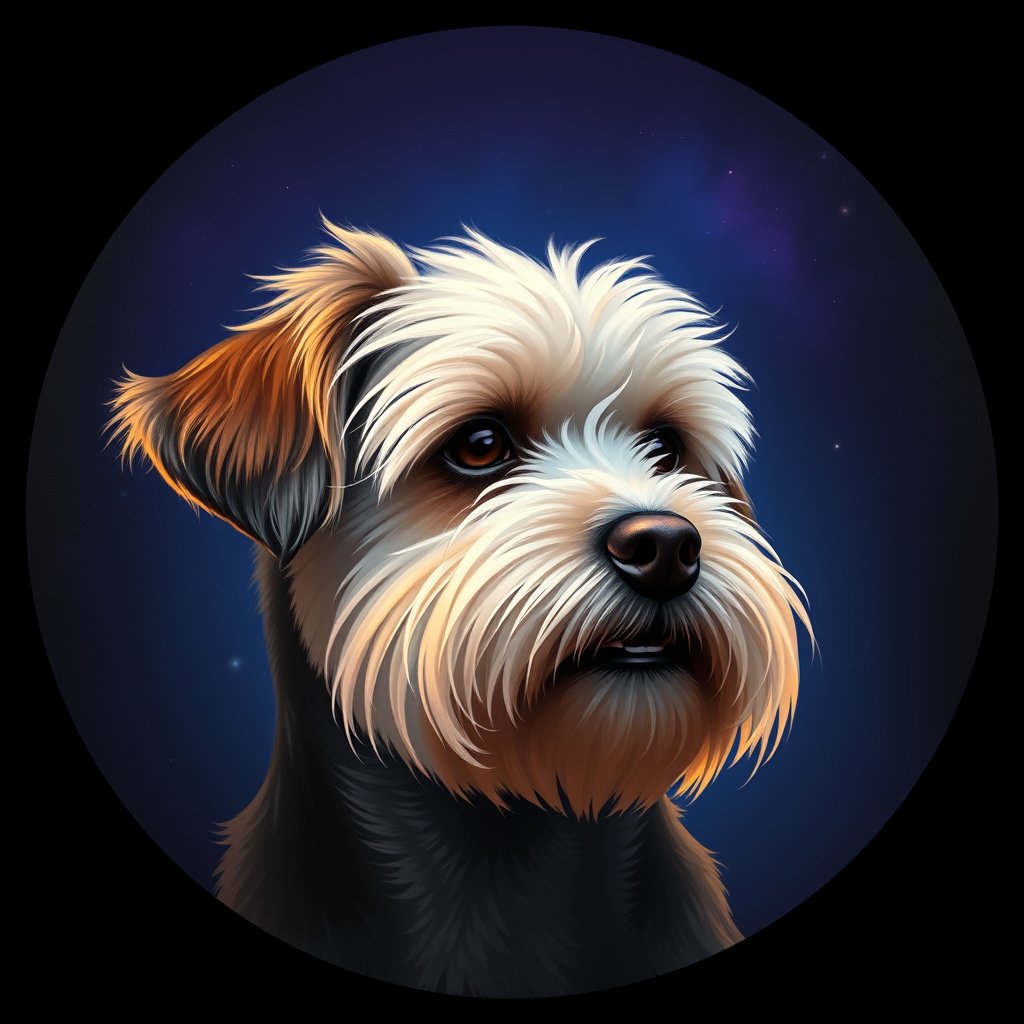 Cosmic medallion portrait of PFZ17A08_PFZ17A08, a Havanese