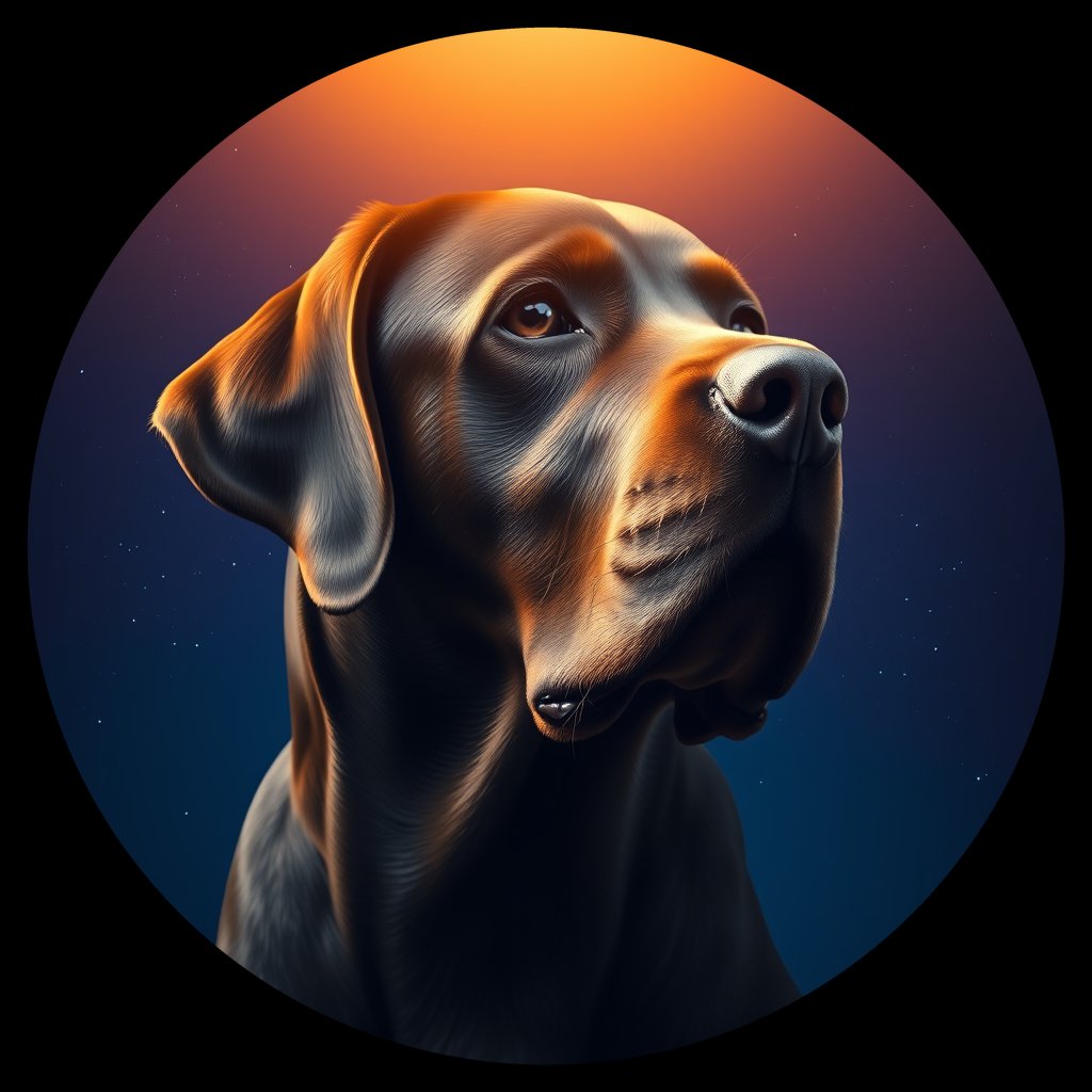 Cosmic medallion portrait of PFZ17A10_PFZ17A10, a Labrador Retriever