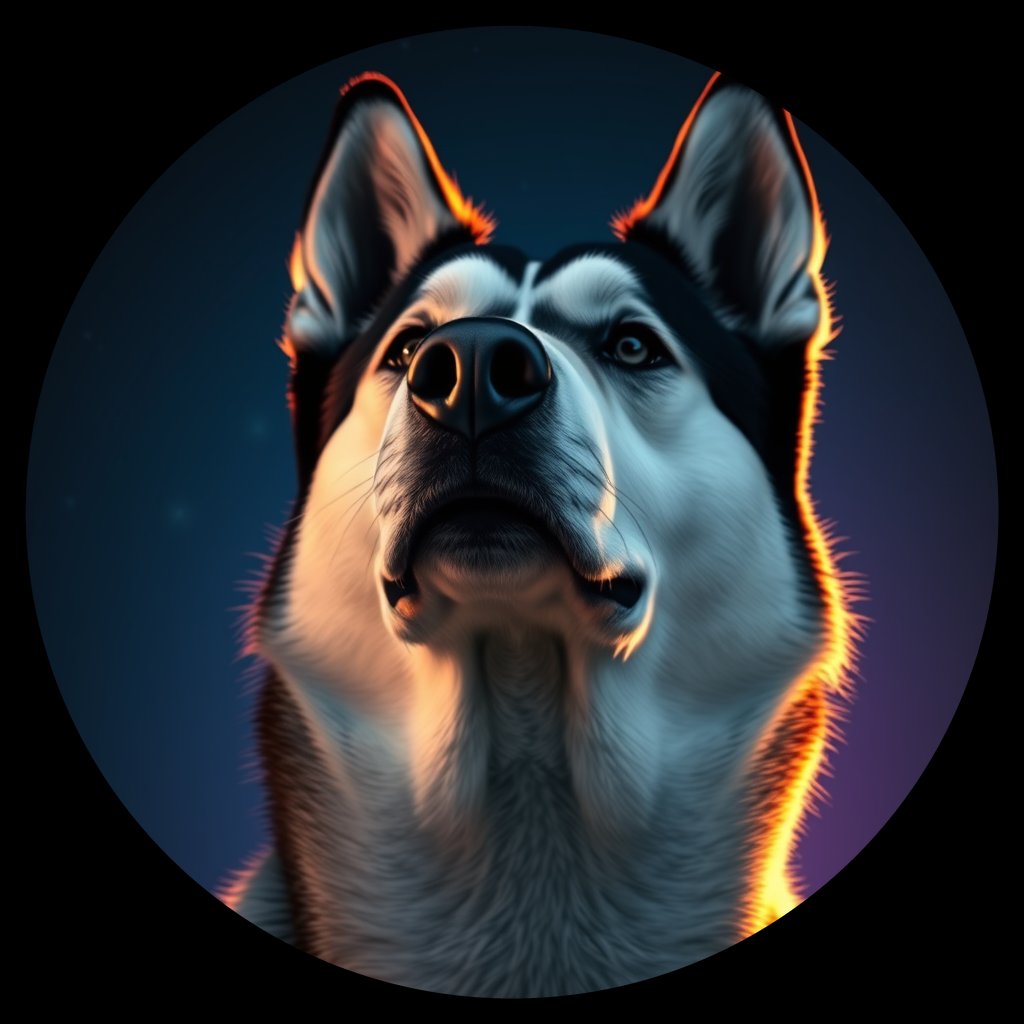 Cosmic medallion portrait of PFZ17A12_PFZ17A12, a Siberian Husky