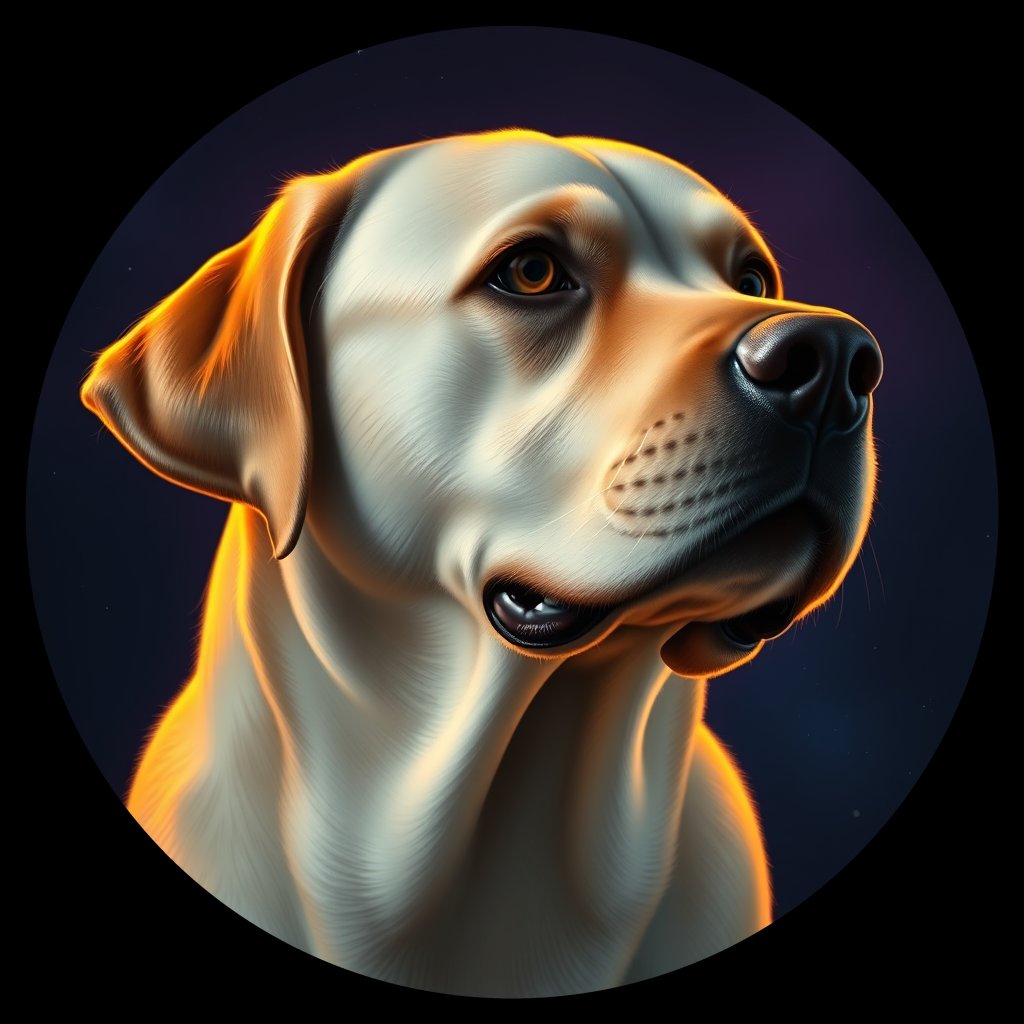 Cosmic medallion portrait of PFZ17B01_PFZ17B01, a Labrador Retriever