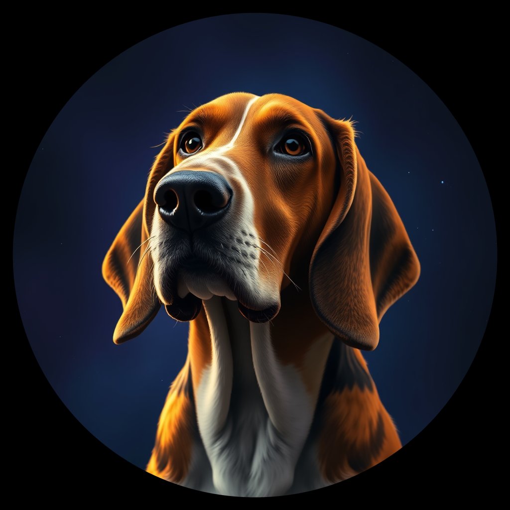 Cosmic medallion portrait of PFZ17B02_PFZ17B02, a Basset Hound