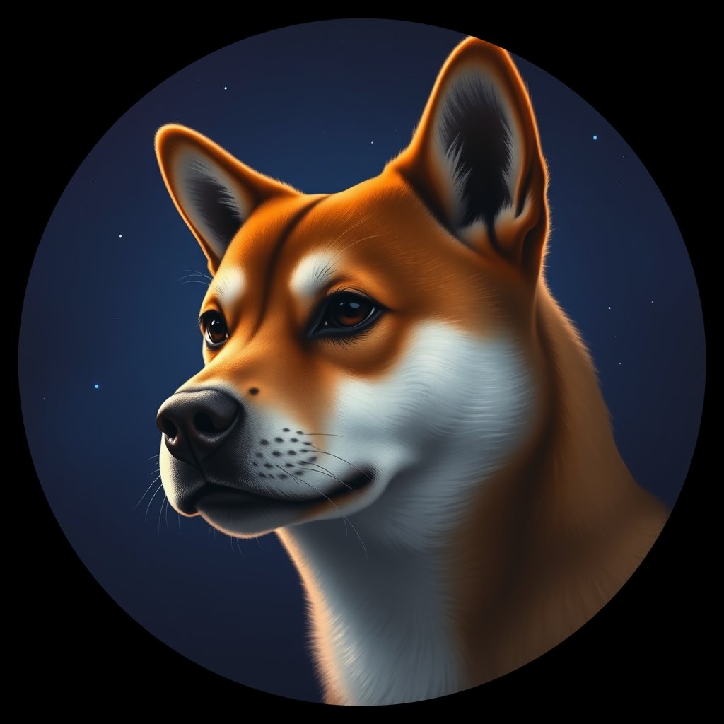 Cosmic medallion portrait of PFZ17B05_PFZ17B05, a Shiba Inu