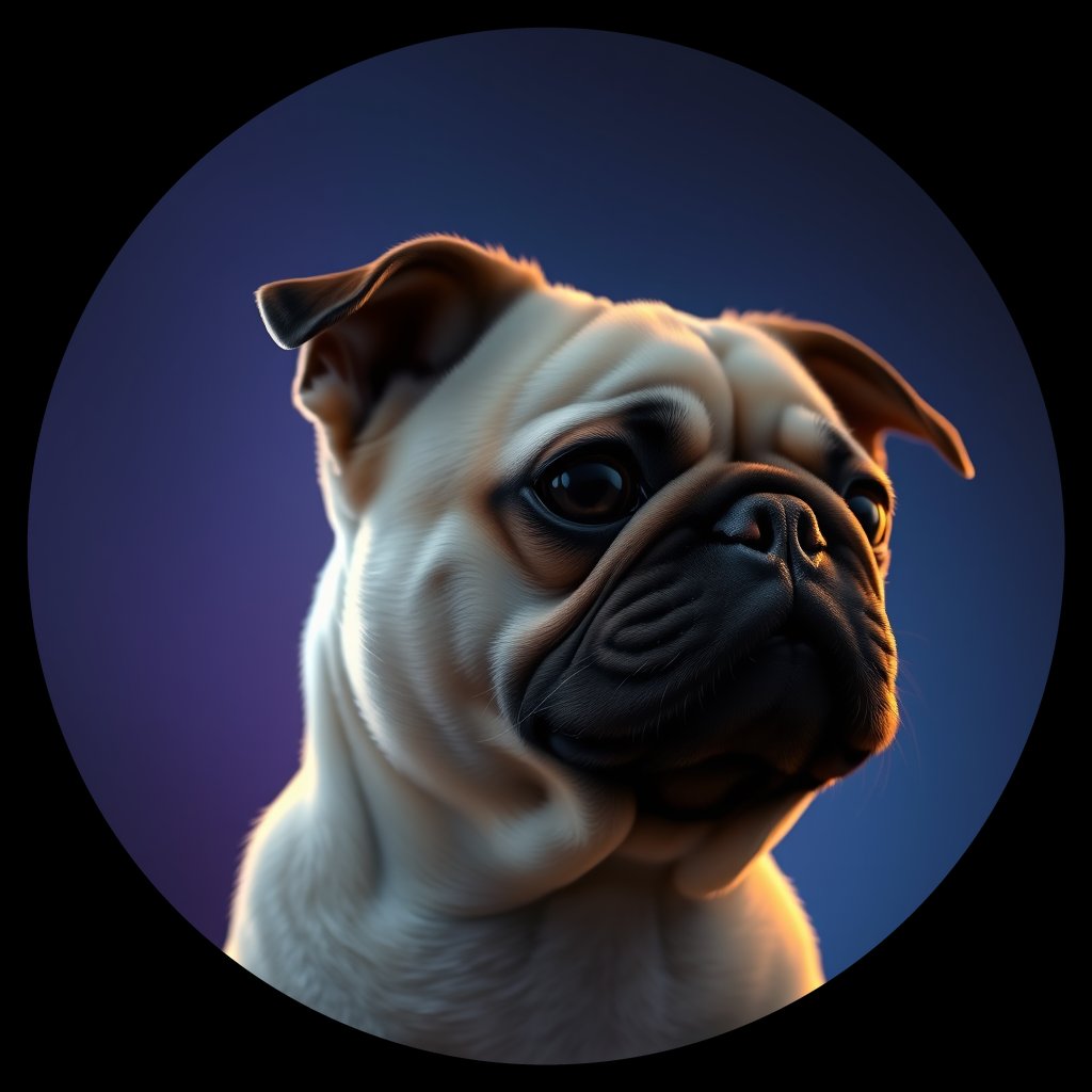 Cosmic medallion portrait of PFZ17B06_PFZ17B06, a Pug